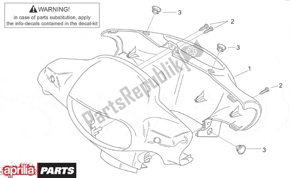 All parts for the Stuurafdekking Achter of the Aprilia Scarabeo Street Restyling 19 50 2005 - 2006