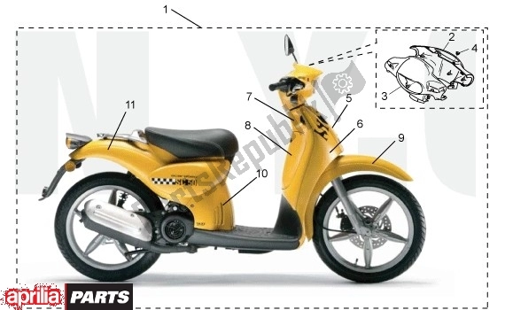 Toutes les pièces pour le Verkledingsdelen du Aprilia Scarabeo Street Restyling 19 50 2005 - 2006