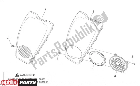 Alle onderdelen voor de Voorscherm van de Aprilia Scarabeo Street Restyling 19 50 2005 - 2006