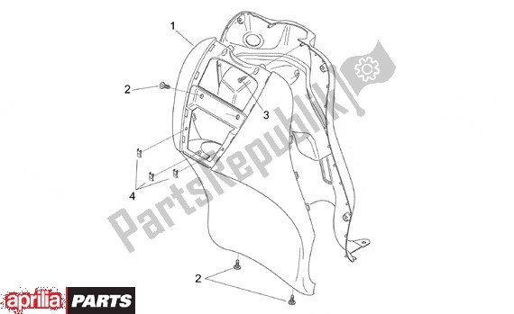 Alle onderdelen voor de Voorschermafdekkingen van de Aprilia Scarabeo Street Restyling 19 50 2005 - 2006