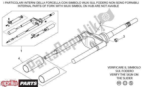 Alle onderdelen voor de Voorwielvork I van de Aprilia Scarabeo Street Restyling 19 50 2005 - 2006