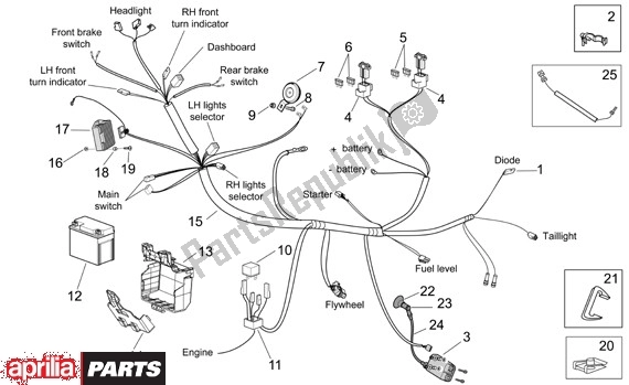 All parts for the Elektrische Installatie of the Aprilia Scarabeo Street Restyling 28 50 2006 - 2007