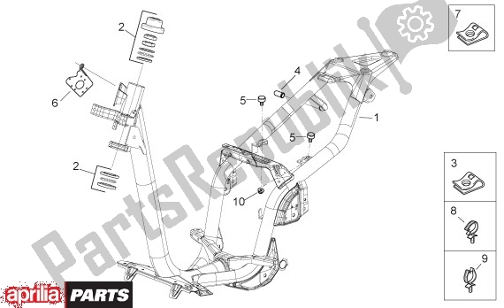 Alle onderdelen voor de Frame van de Aprilia Scarabeo Street Restyling 28 50 2006 - 2007