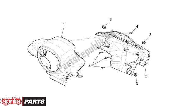 Toutes les pièces pour le Stuurafdekking du Aprilia Scarabeo Street Restyling 28 50 2006 - 2007