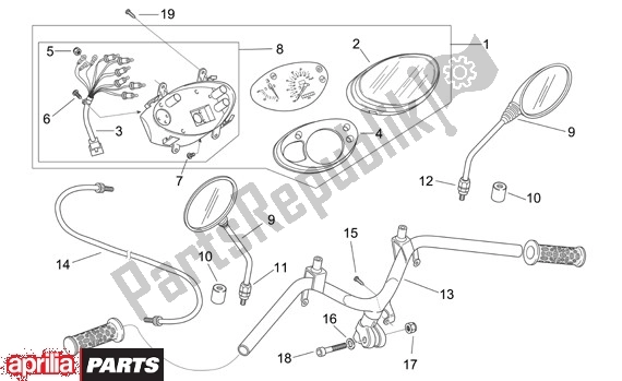 All parts for the Toerenteller Stuur of the Aprilia Scarabeo Street Restyling 28 50 2006 - 2007