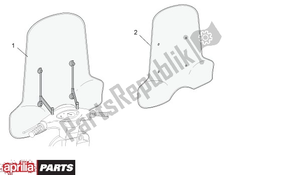 Alle onderdelen voor de Windscherm van de Aprilia Scarabeo Street Restyling 28 50 2006 - 2007