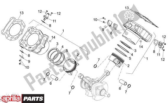 Alle onderdelen voor de Cilinder van de Aprilia Shiver 32 750 2007 - 2010