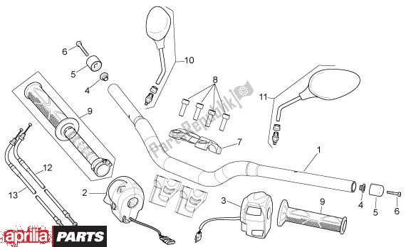 All parts for the Handlebar of the Aprilia Shiver 32 750 2007 - 2010