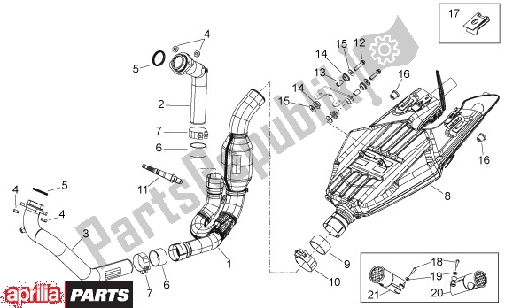 All parts for the Uitlaatgroep of the Aprilia Shiver 32 750 2007 - 2010