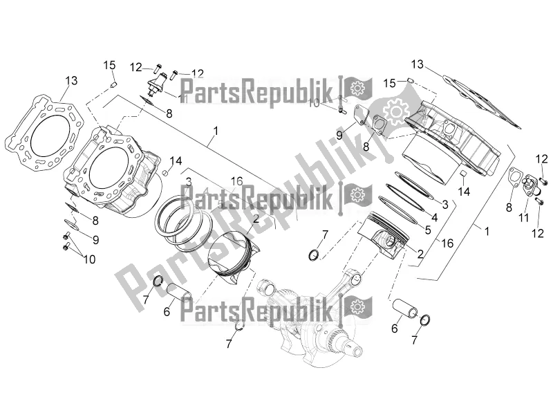 All parts for the Cylinder With Piston of the Aprilia Shiver 750 2016