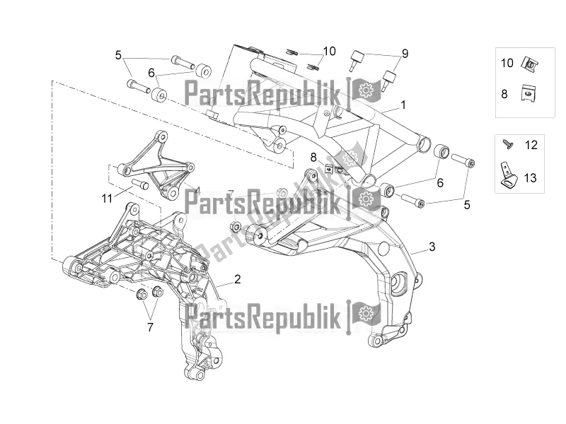 All parts for the Frame I of the Aprilia Shiver 750 2016