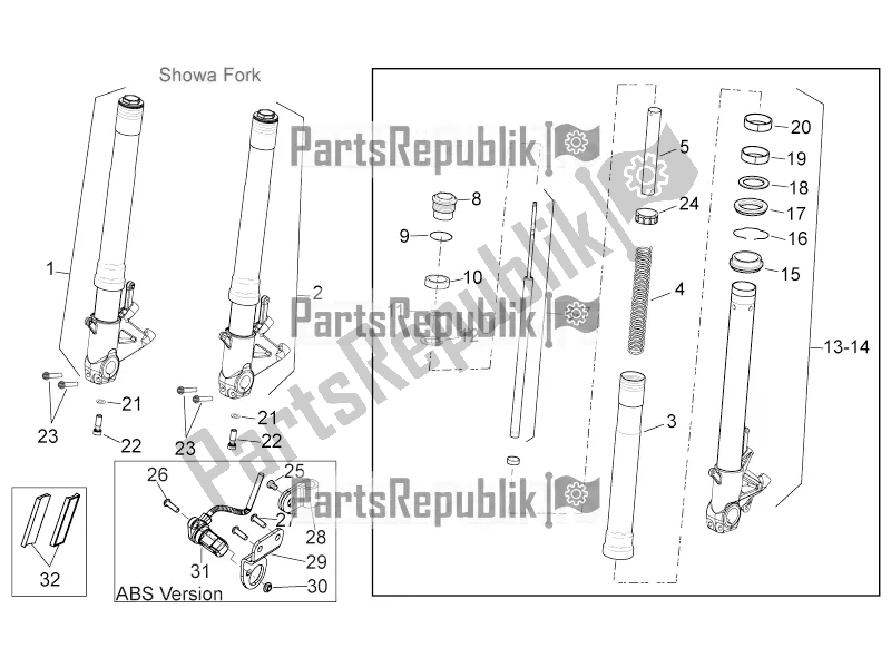 All parts for the Front Fork of the Aprilia Shiver 750 2016
