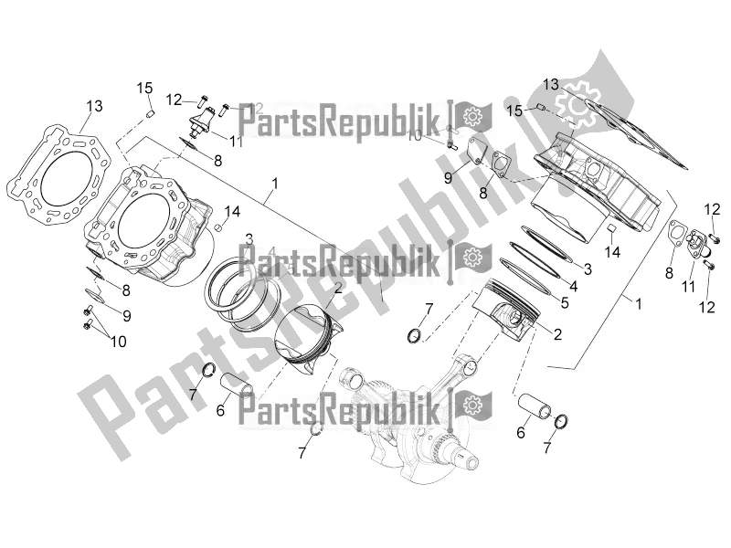 All parts for the Cylinder With Piston of the Aprilia Shiver 750 GT 2016
