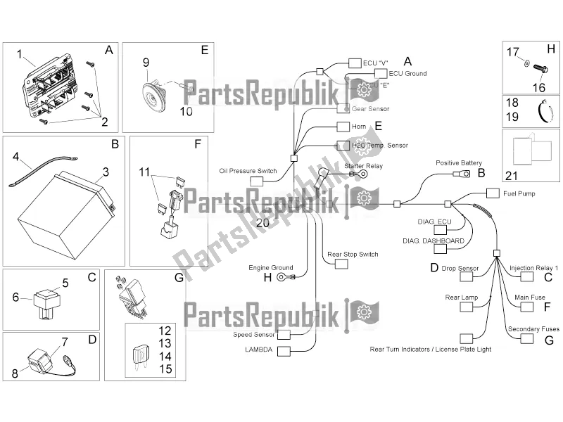 All parts for the Electrical System Ii of the Aprilia Shiver 750 GT 2016