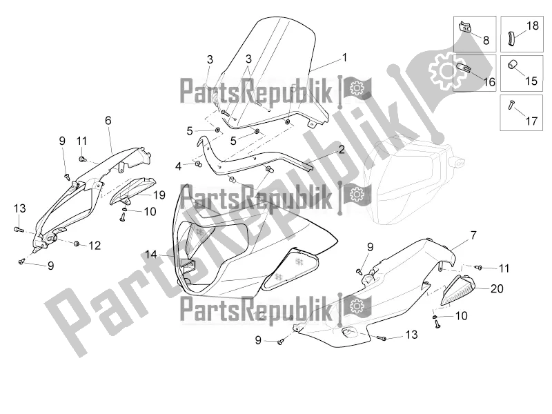 Tutte le parti per il Corpo Anteriore - Carenatura Anteriore del Aprilia Shiver 750 GT 2016