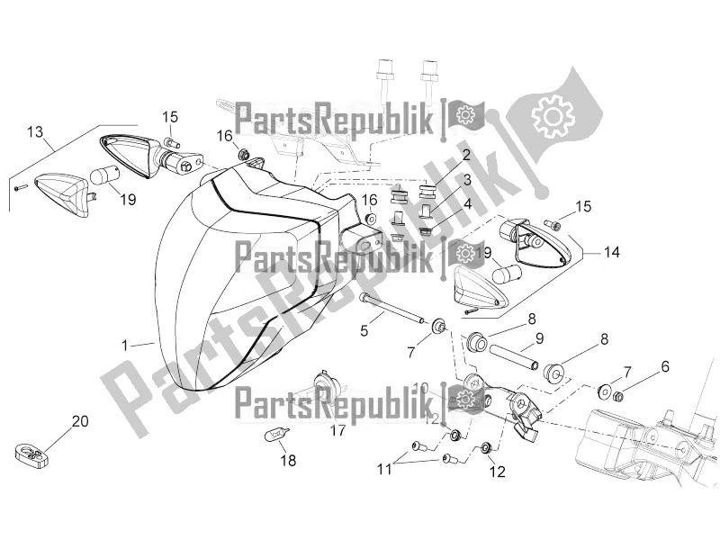 All parts for the Front Lights of the Aprilia Shiver 750 GT 2016