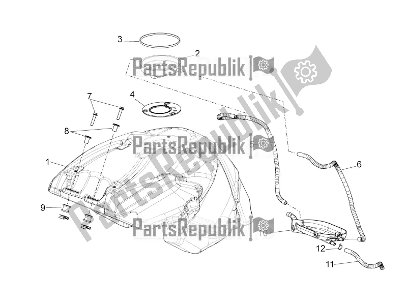 All parts for the Fuel Tank of the Aprilia Shiver 750 GT 2016