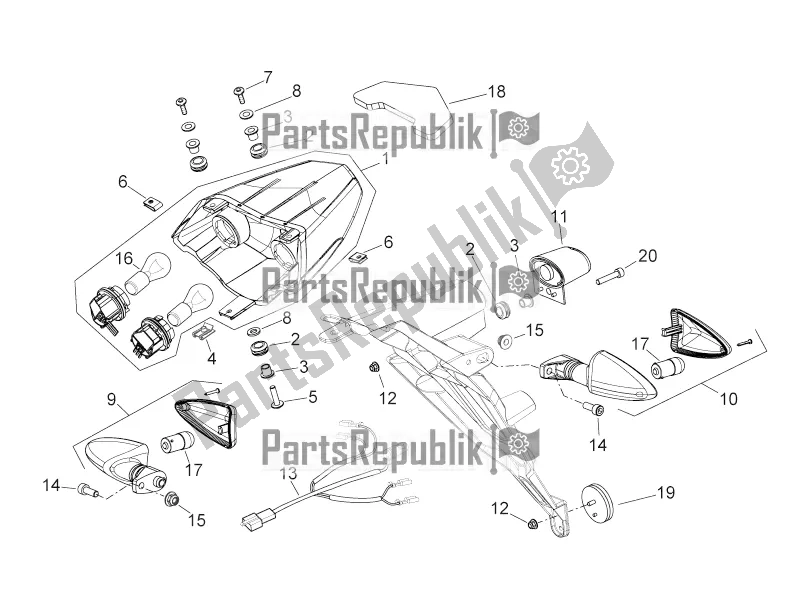 All parts for the Rear Lights of the Aprilia Shiver 750 GT 2016