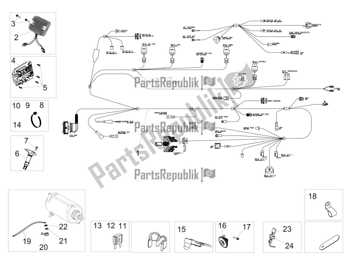 All parts for the Front Electrical System of the Aprilia Shiver 900 2018