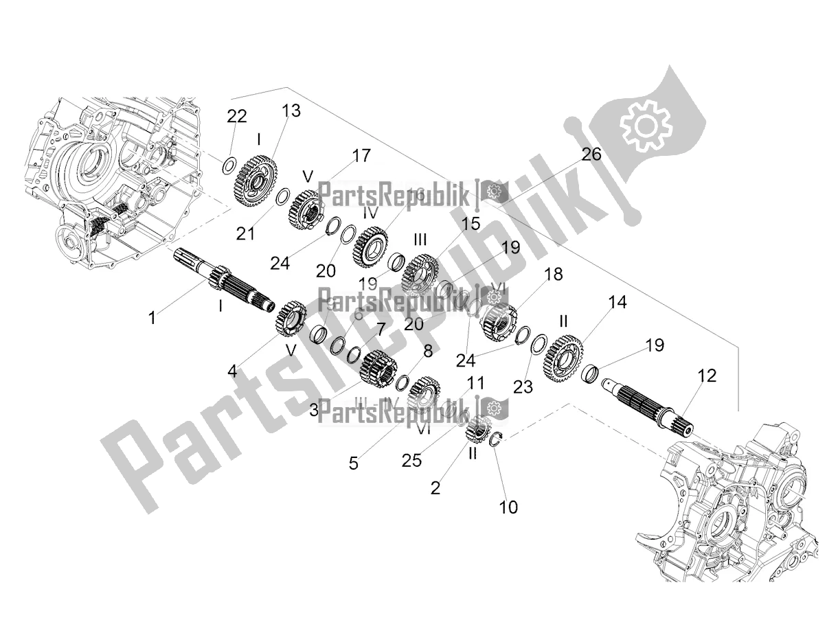 Tutte le parti per il Scatola Ingranaggi - Gruppo Ingranaggi del Aprilia Shiver 900 2018