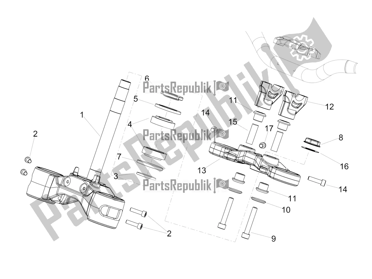 All parts for the Steering of the Aprilia Shiver 900 2018