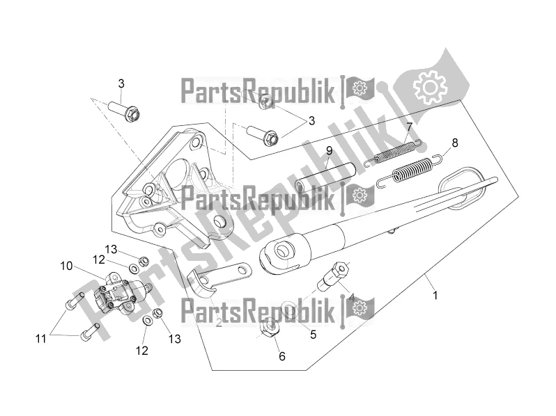 All parts for the Central Stand of the Aprilia Shiver 900 2019