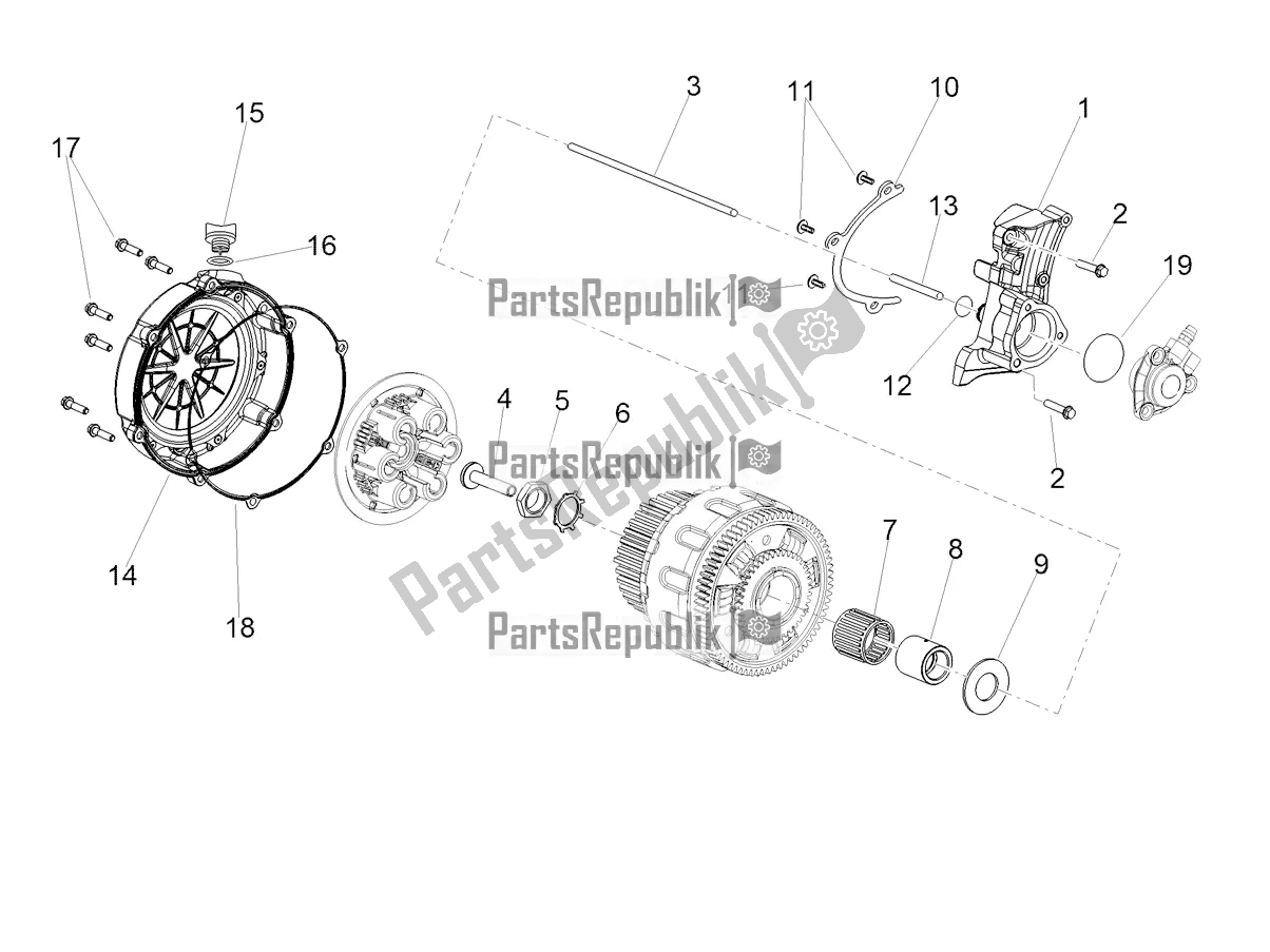 All parts for the Clutch Cover of the Aprilia Shiver 900 2019