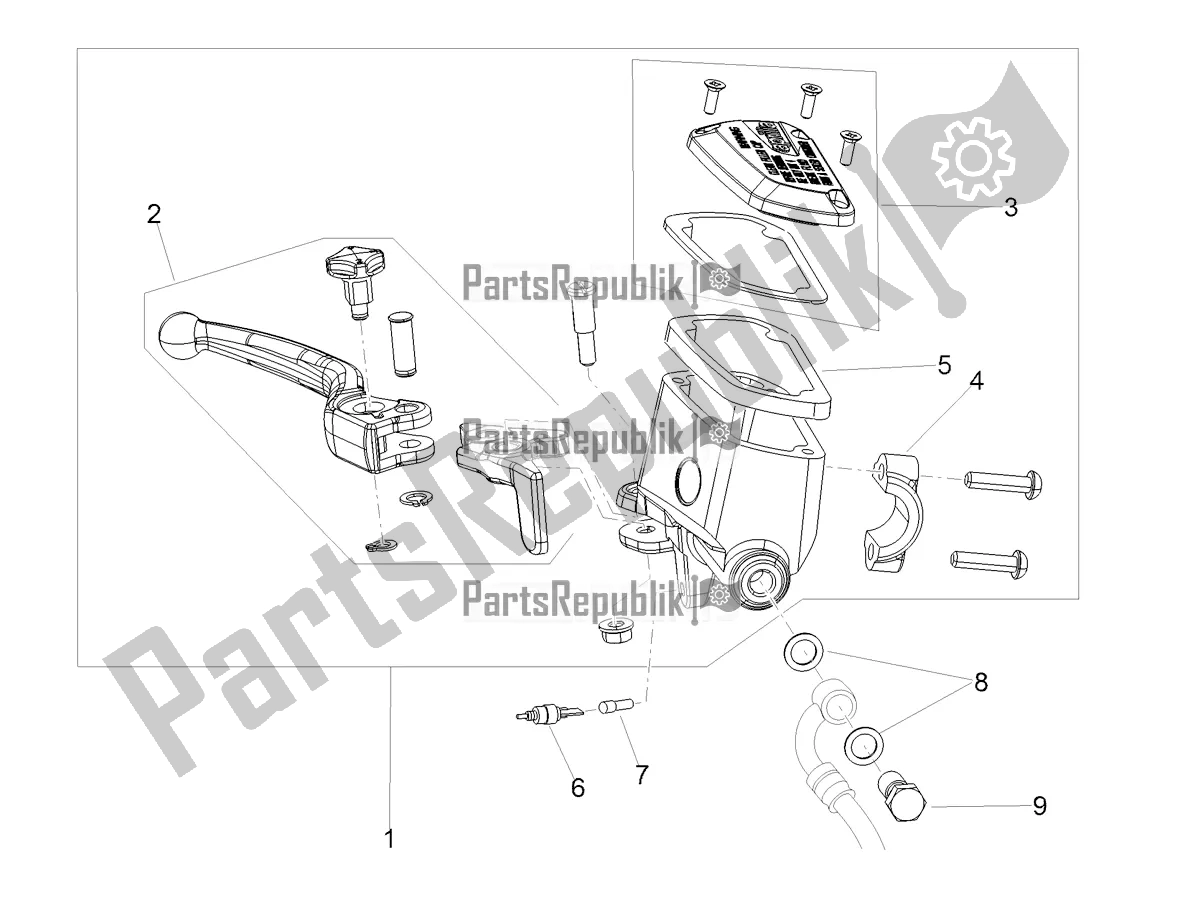 Alle onderdelen voor de Voorste Hoofdcilinder van de Aprilia Shiver 900 2019