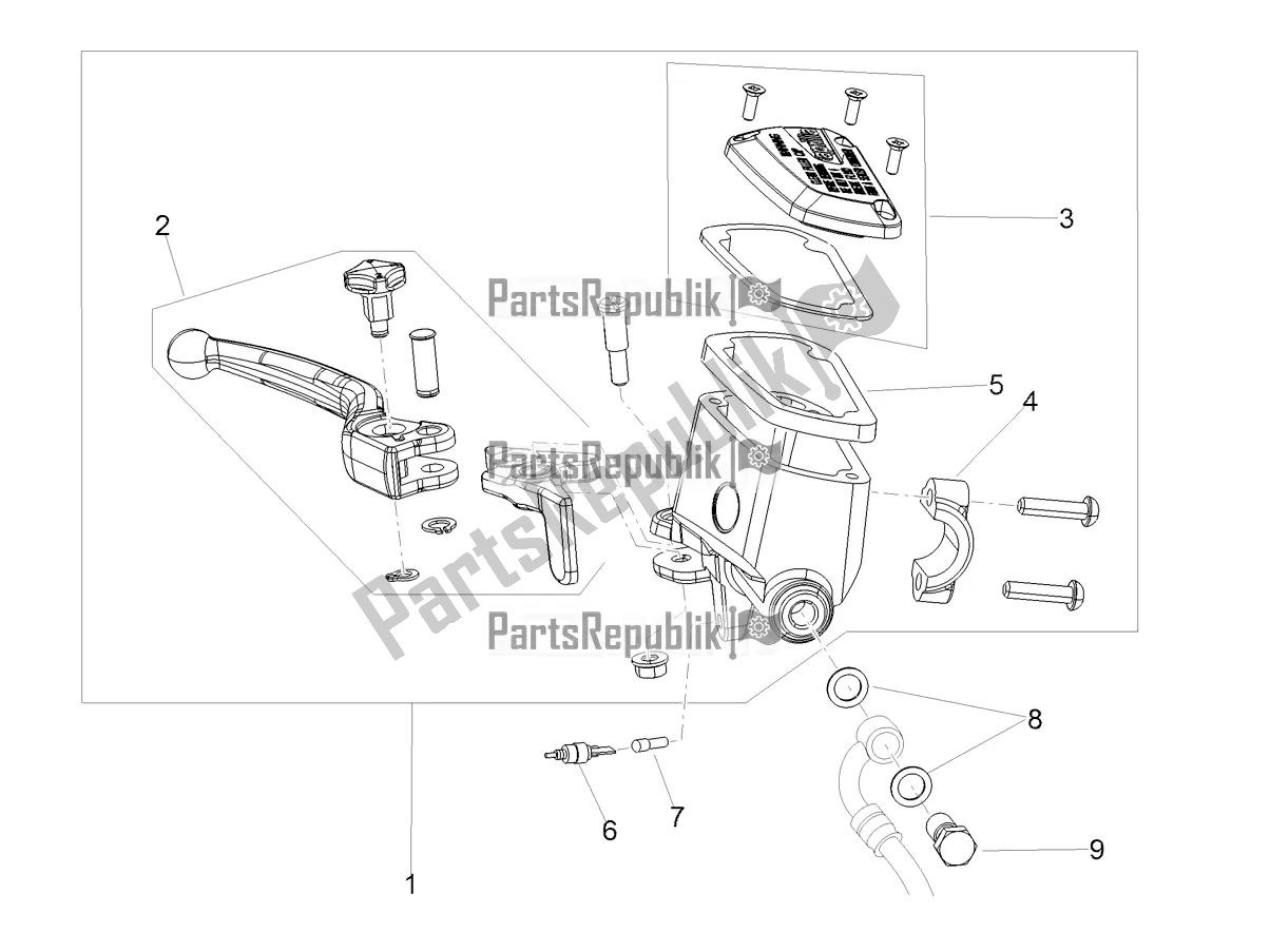 All parts for the Front Master Cilinder of the Aprilia Shiver 900 2019