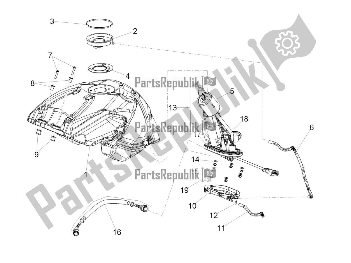 Alle onderdelen voor de Benzinetank van de Aprilia Shiver 900 2019