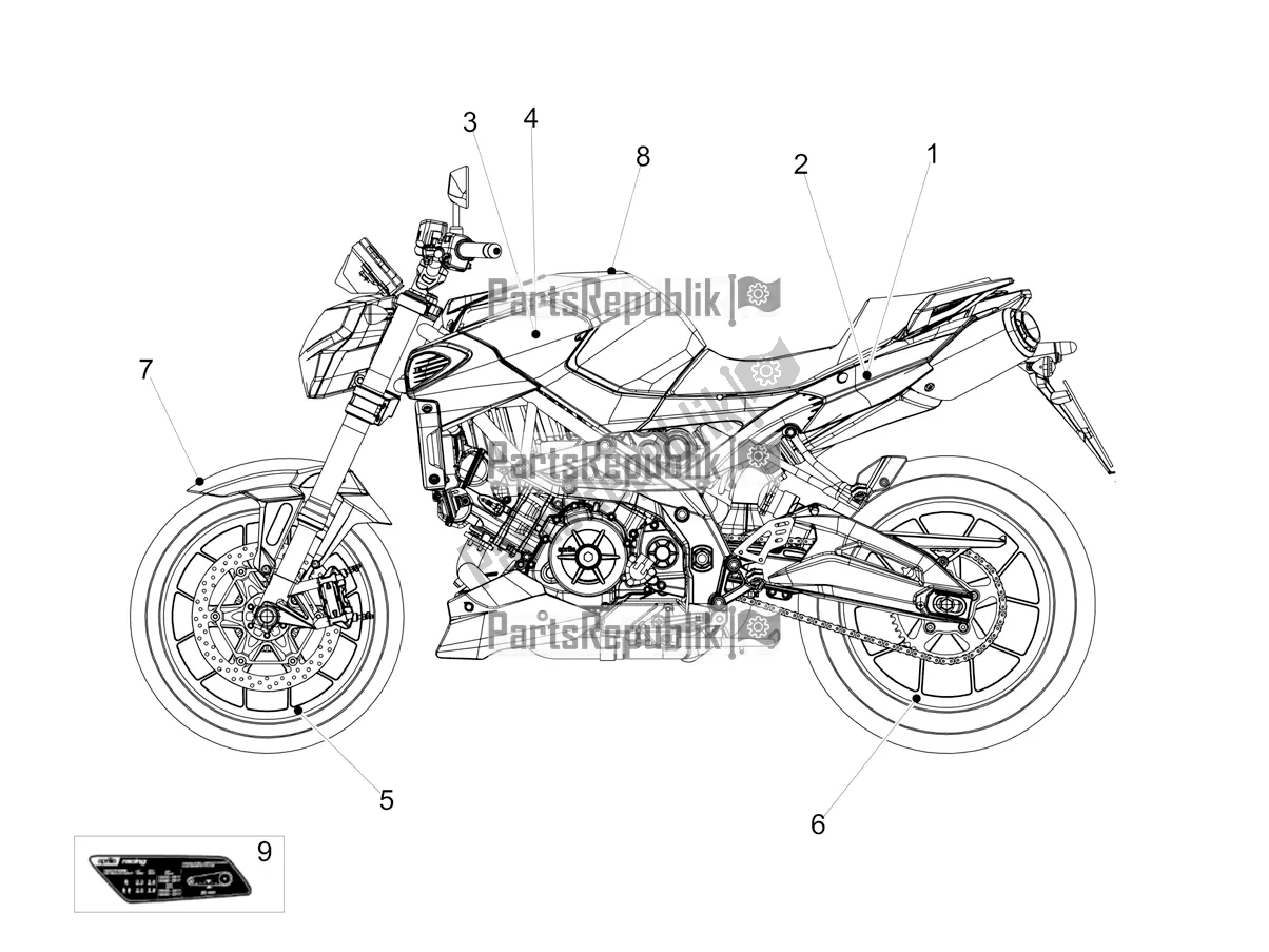 Todas las partes para Etiqueta de Aprilia Shiver 900 ABS 2020