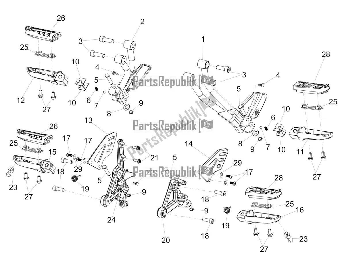 Alle onderdelen voor de Voetsteunen van de Aprilia Shiver 900 ABS 2020