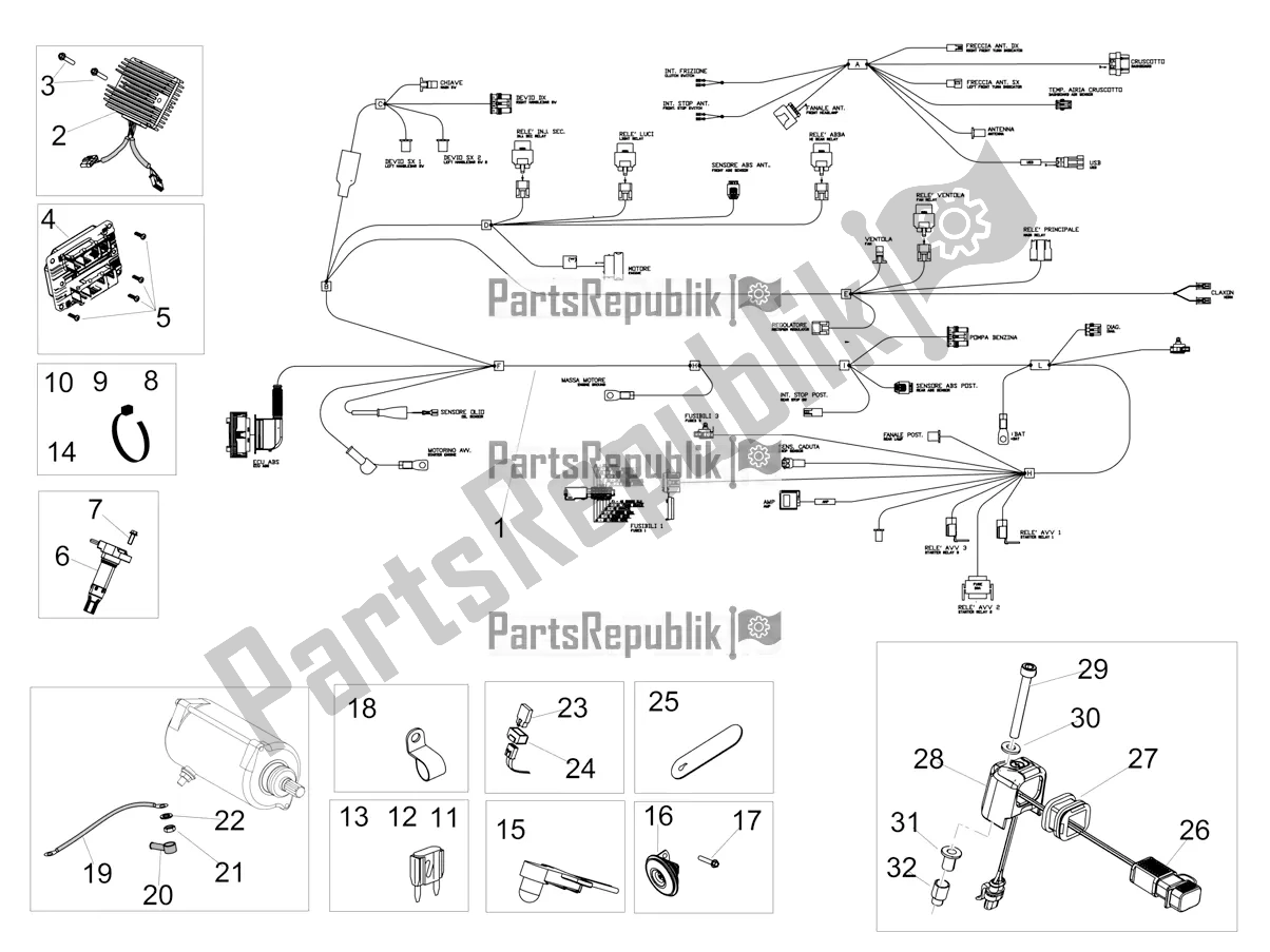 Todas las partes para Sistema Eléctrico Frontal de Aprilia Shiver 900 ABS 2020