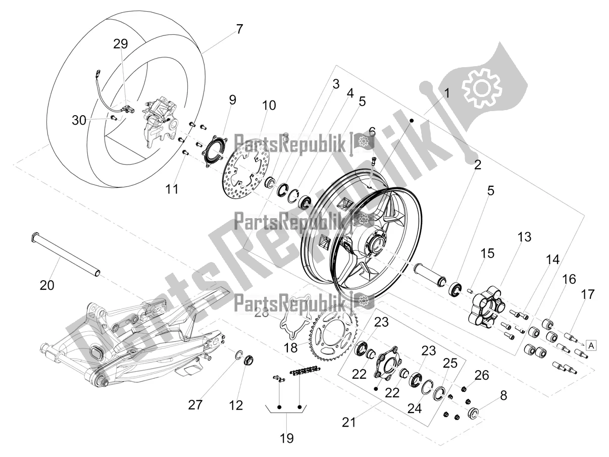 All parts for the Rear Wheel of the Aprilia Shiver 900 ABS 2020