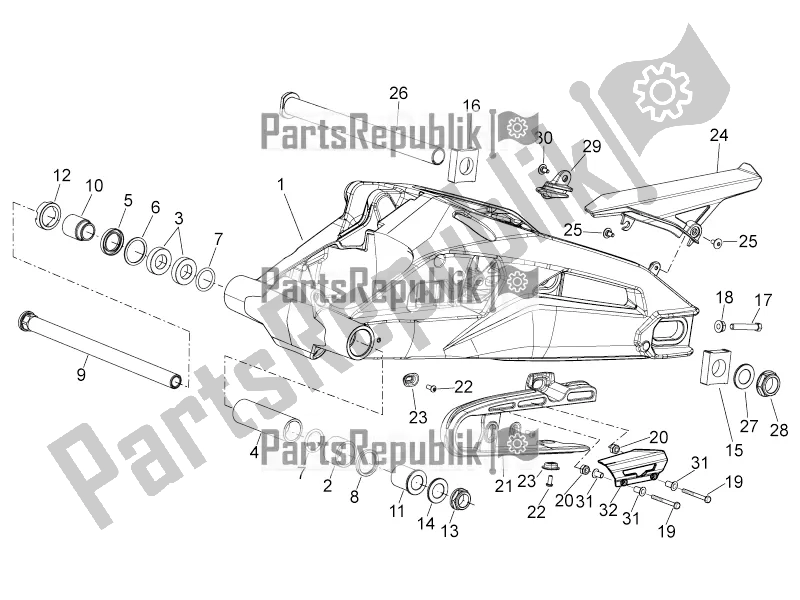 All parts for the Swing Arm of the Aprilia Shiver 900 ABS 2020