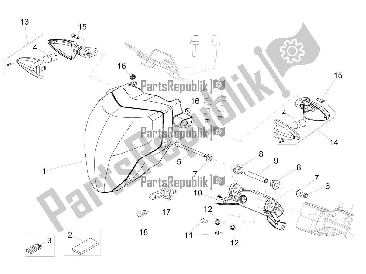 All parts for the Front Lights of the Aprilia Shiver 900 ABS 2021