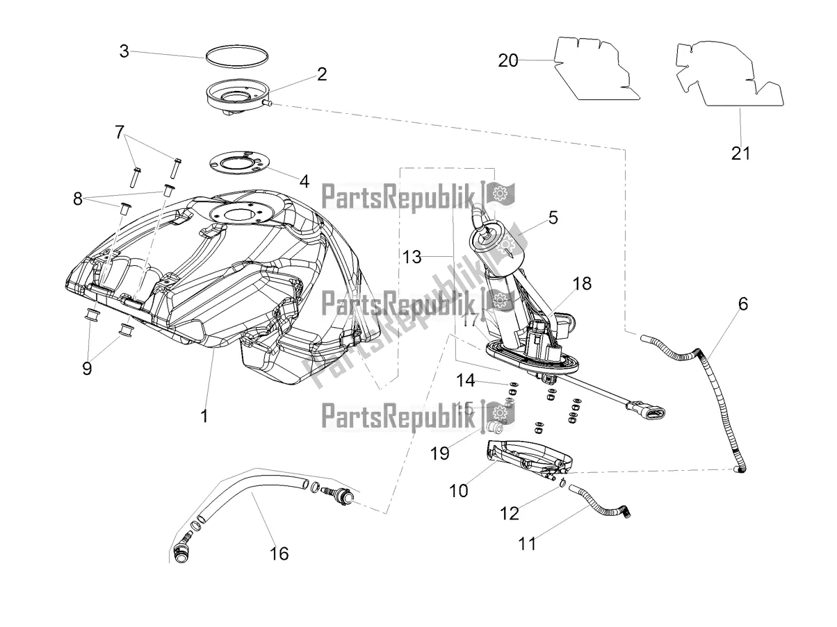 All parts for the Fuel Tank of the Aprilia Shiver 900 ABS 2021