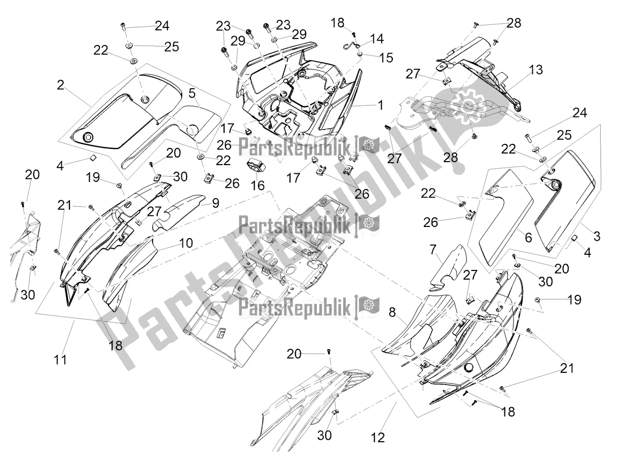 Alle onderdelen voor de Achterlichaam van de Aprilia Shiver 900 ABS 2021