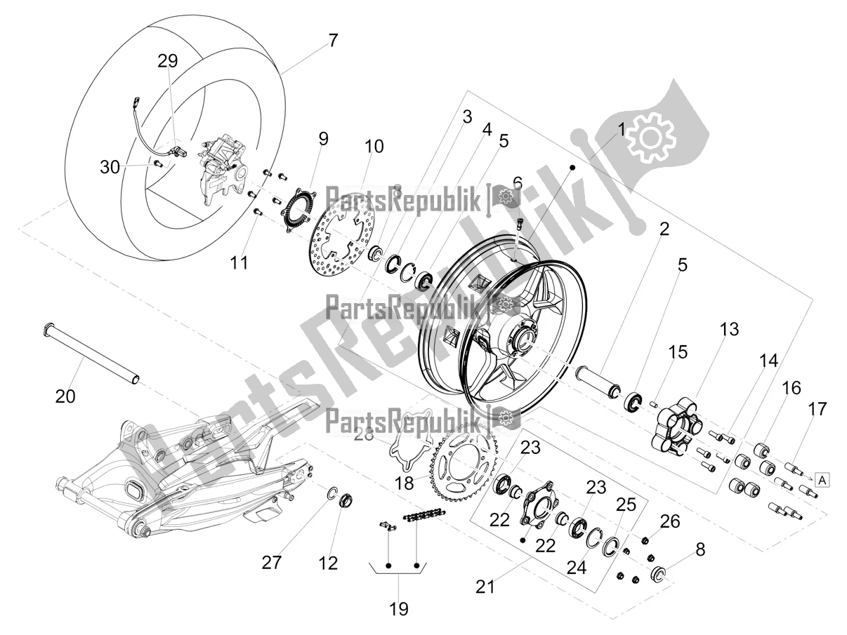 All parts for the Rear Wheel of the Aprilia Shiver 900 ABS 2021
