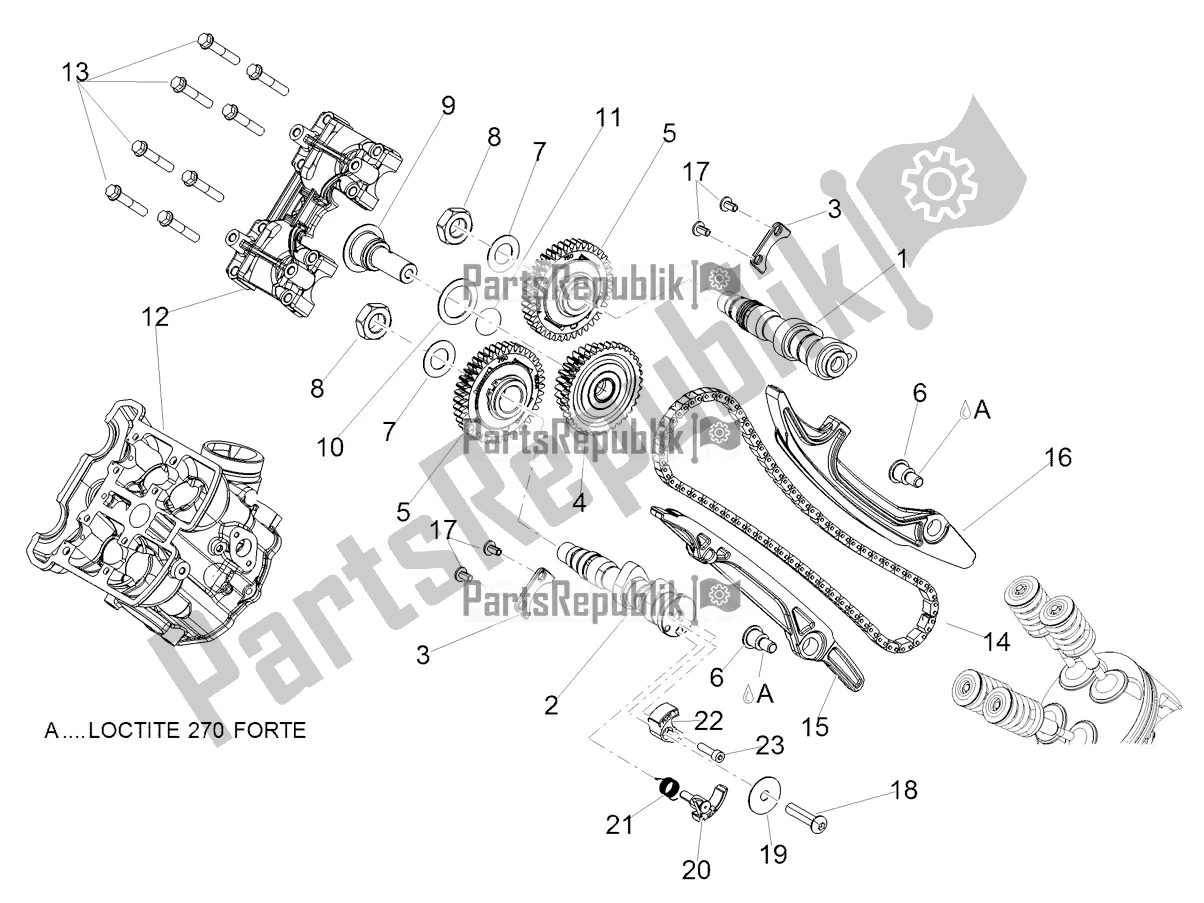 Alle onderdelen voor de Voorste Cilinder Timing Systeem van de Aprilia Shiver 900 ABS 2022