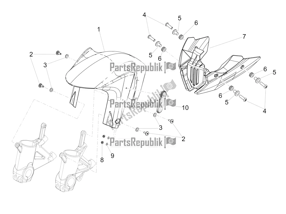 All parts for the Front Mudguard-pillar of the Aprilia Shiver 900 ABS 2022