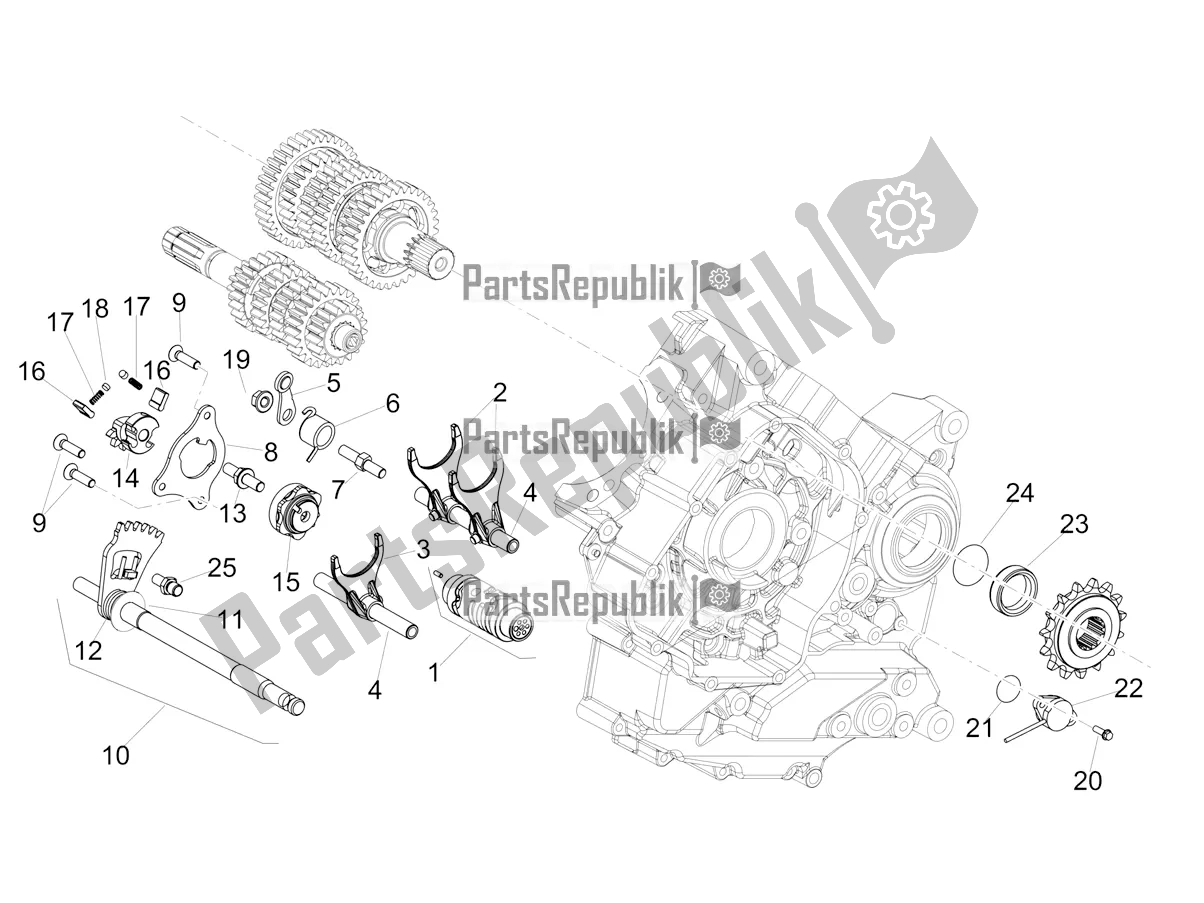 Alle onderdelen voor de Versnellingsbak / Keuzeschakelaar / Schakelnok van de Aprilia Shiver 900 ABS 2022