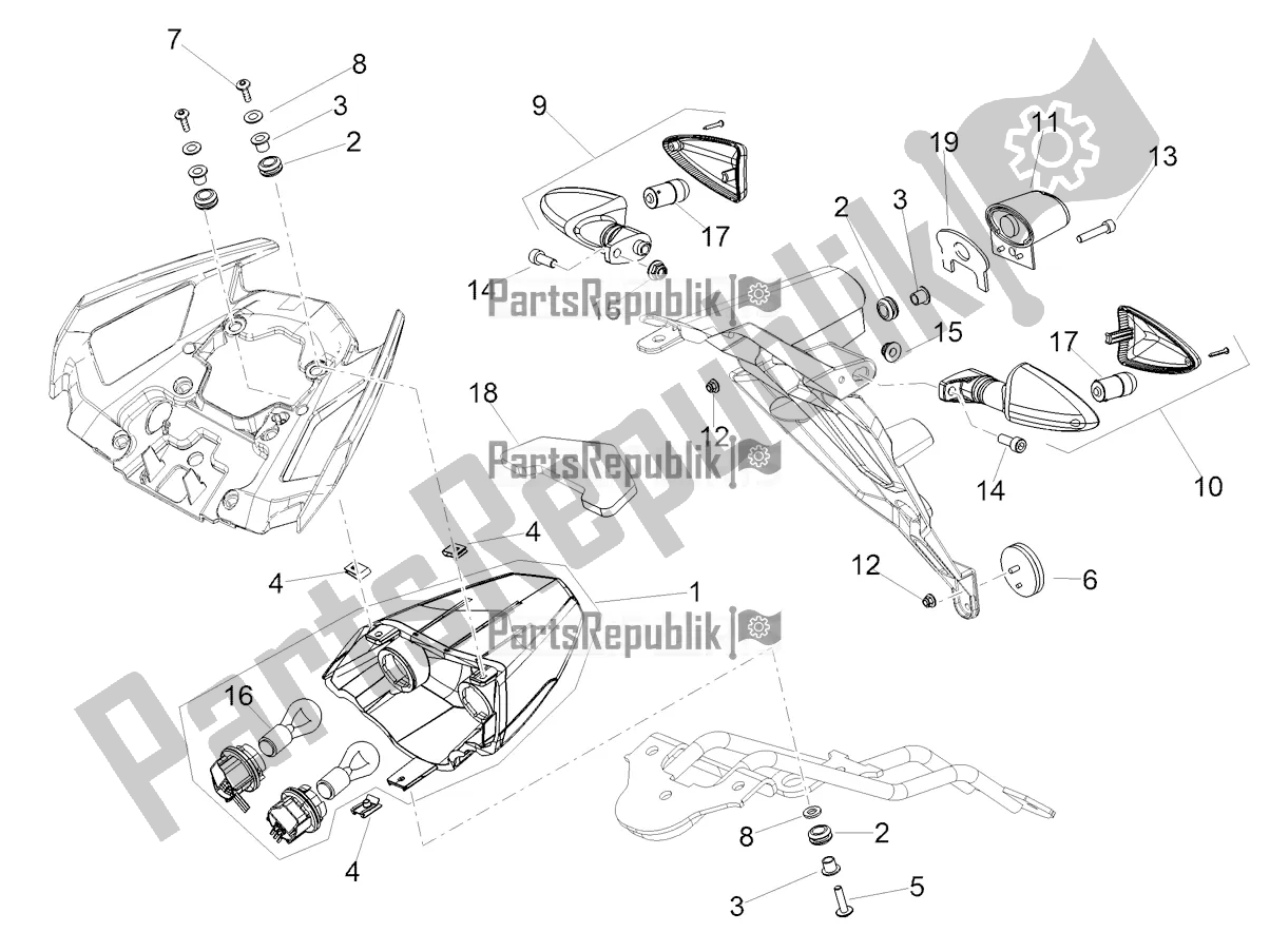 All parts for the Rear Lights of the Aprilia Shiver 900 ABS 2022