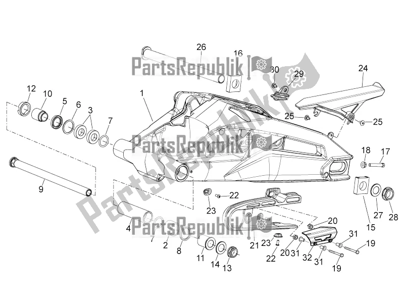 All parts for the Swing Arm of the Aprilia Shiver 900 ABS 2022