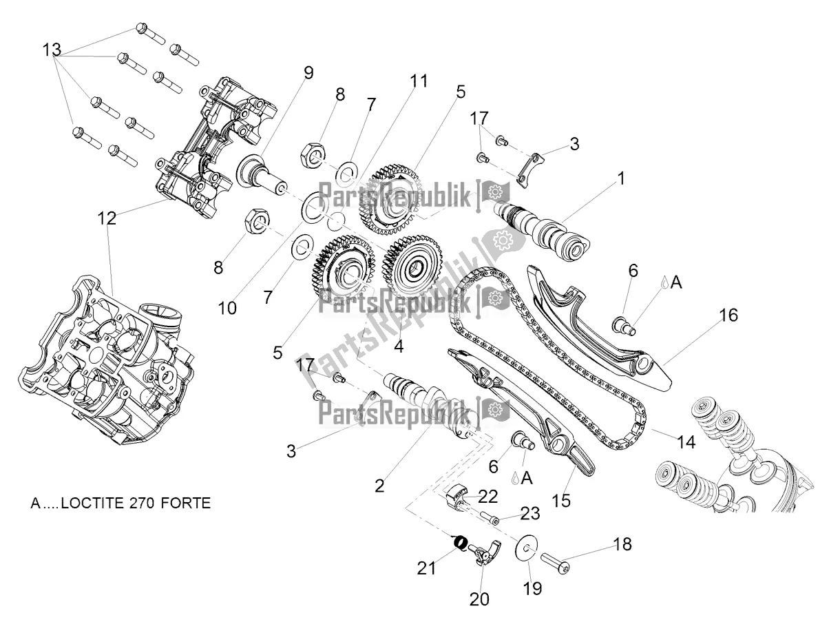 All parts for the Front Cylinder Timing System of the Aprilia Shiver 900 ABS Apac 2019