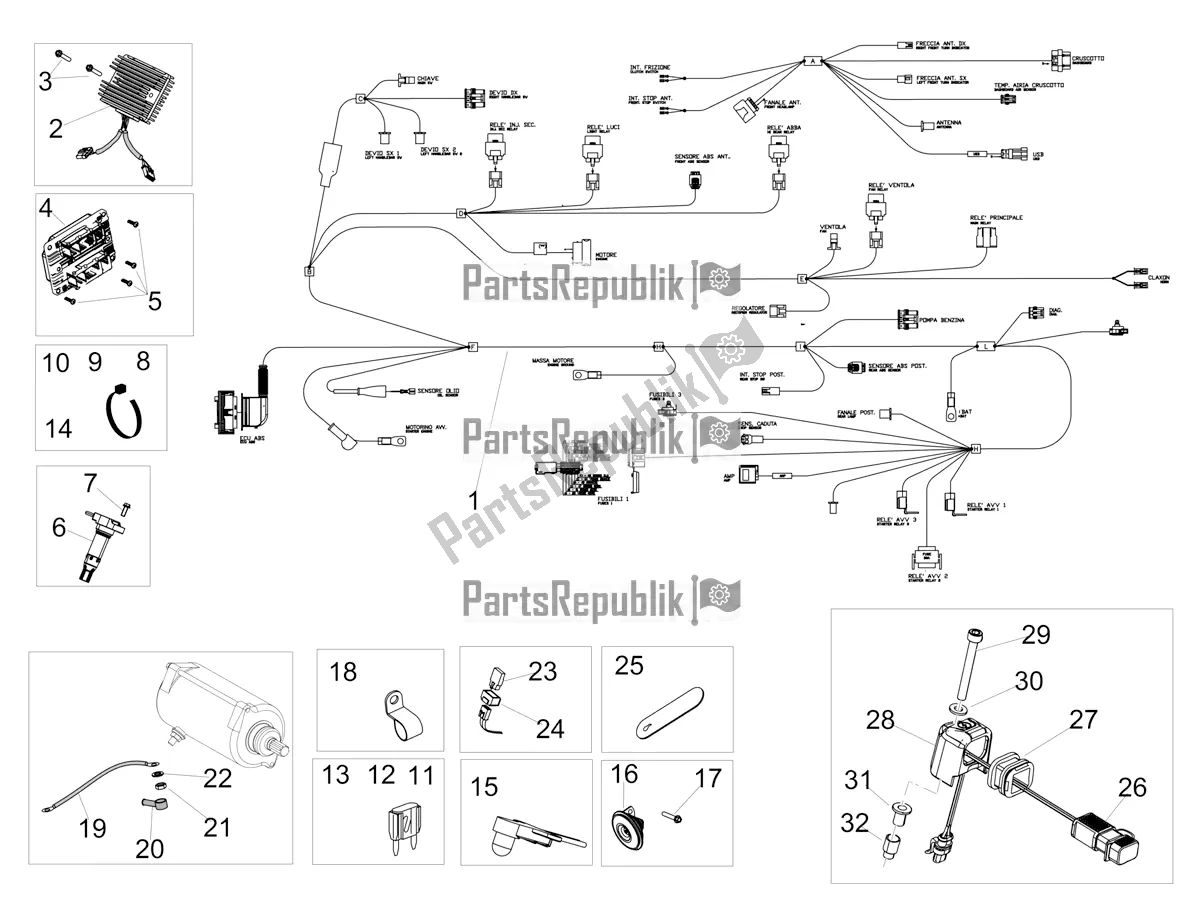 Tutte le parti per il Impianto Elettrico Anteriore del Aprilia Shiver 900 ABS Apac 2019