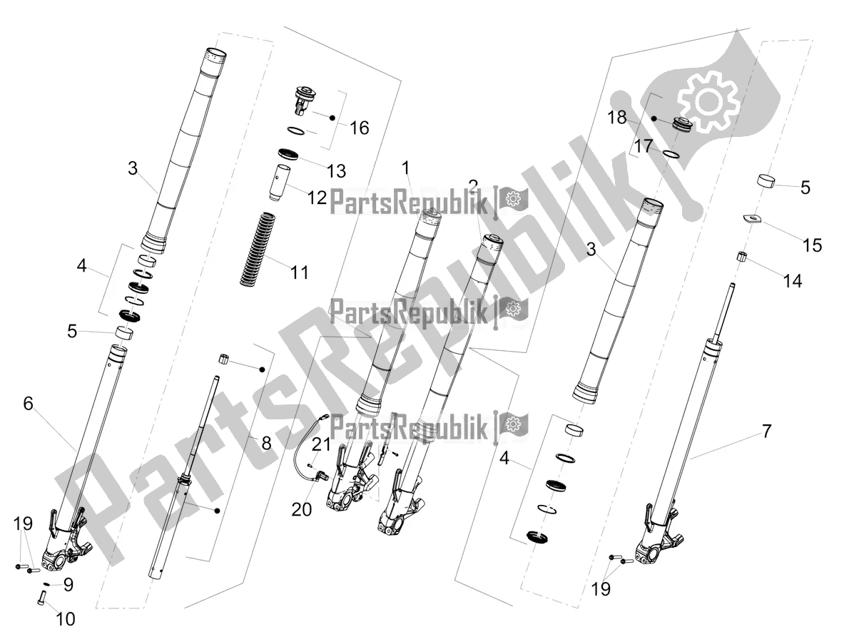 All parts for the Front Fork Kayaba of the Aprilia Shiver 900 ABS Apac 2019