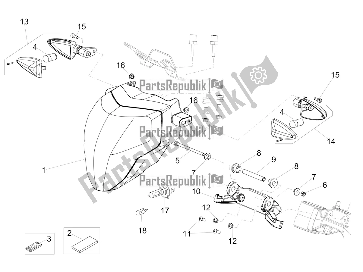 Alle onderdelen voor de Voorlichten van de Aprilia Shiver 900 ABS Apac 2019