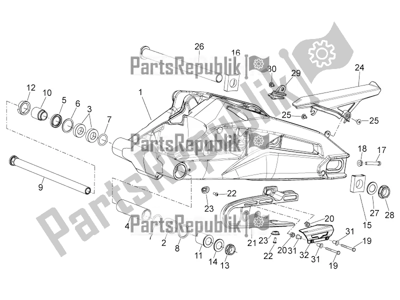 Tutte le parti per il Forcellone del Aprilia Shiver 900 ABS Apac 2019