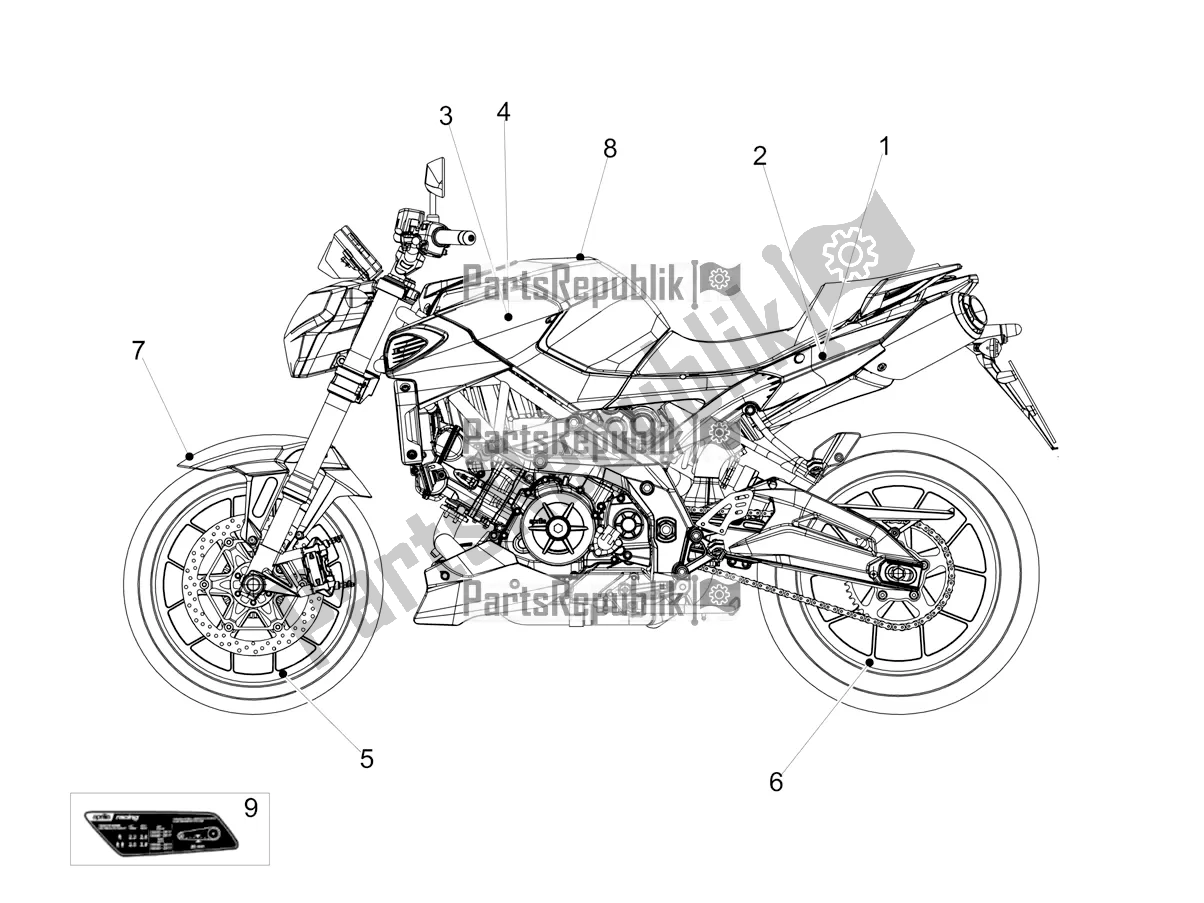 All parts for the Decal of the Aprilia Shiver 900 ABS Apac 2020